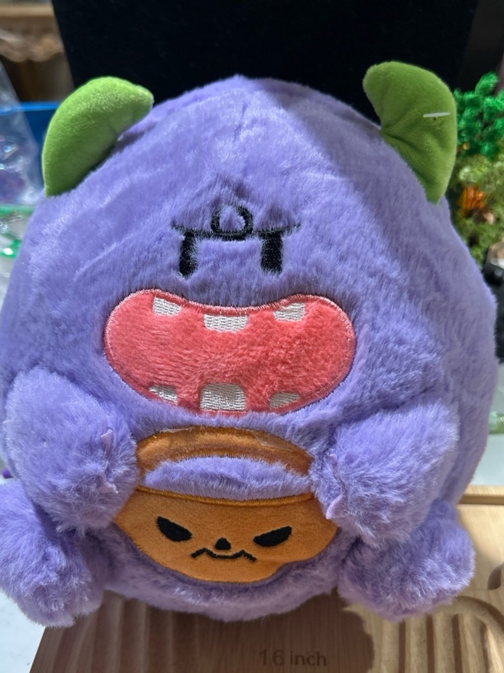 Plush Purple Monster Halloween Candy Bucket Kids Toy